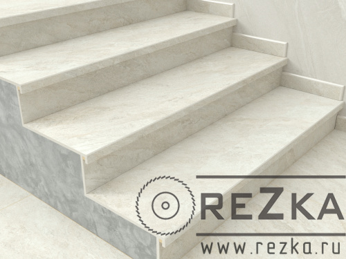 Ступень из керамогранита Кварстоун (Quarstone) Белый 1200х320 мм (120х32 см)