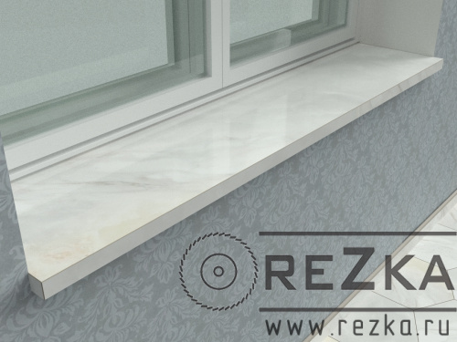 Подоконник из керамогранита Onyx White 1200 мм (120 см)