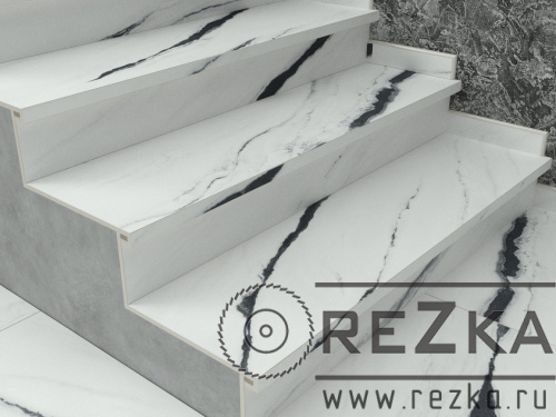 Ступень из керамогранита Forte dei marmi Panda White 1200х330 мм (120х33 см)