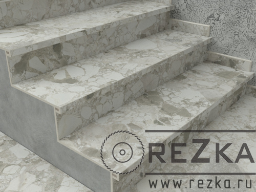 Ступень из керамогранита Forte dei marmi Ceppo Apuano Cream 1200х330 мм (120х33 см)